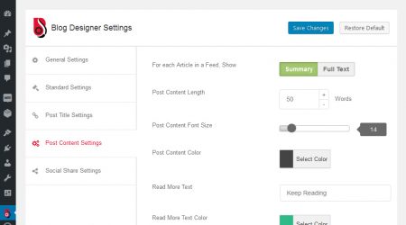 Blog Designer – Content Settings